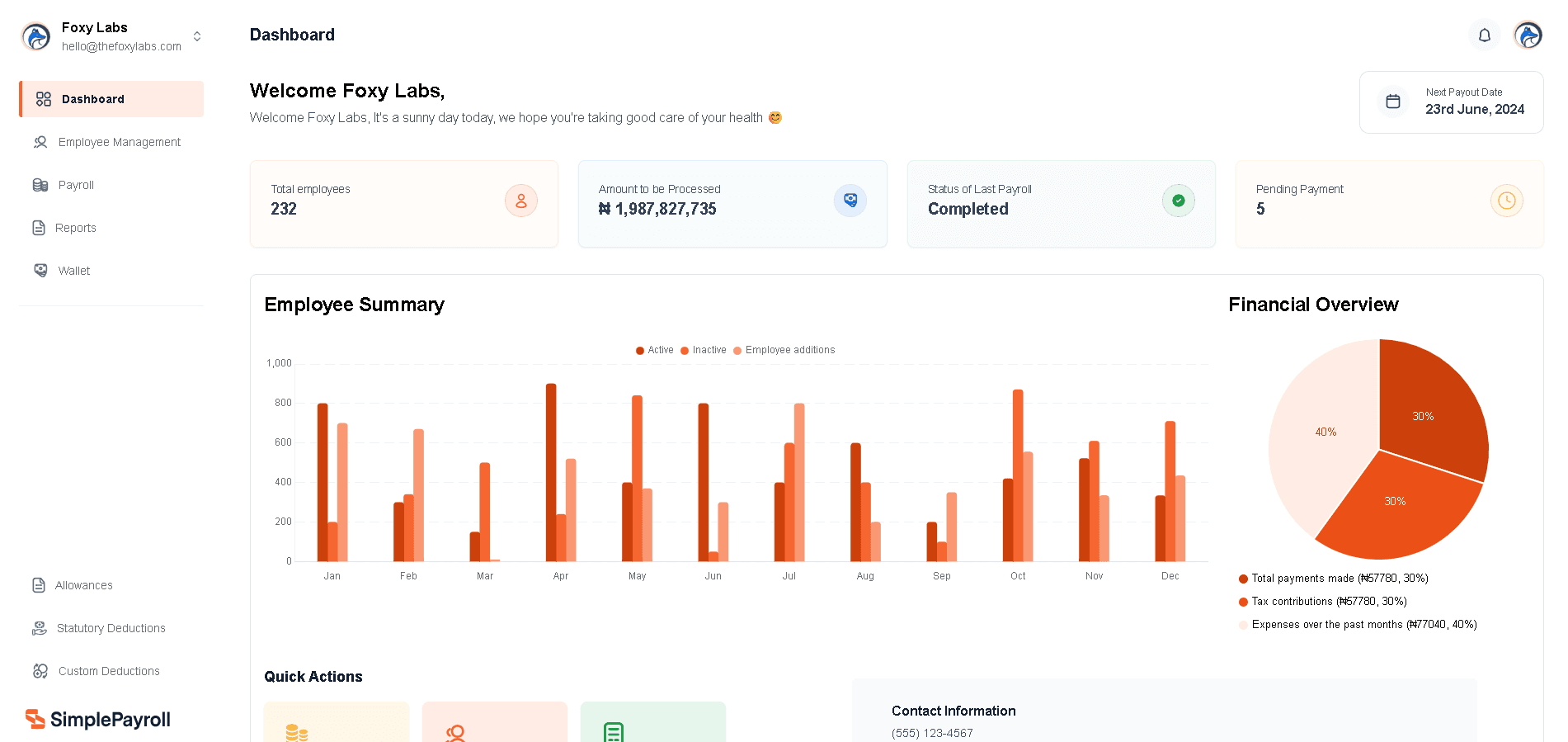 Simple Payroll interface